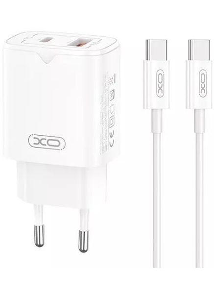 Сетевое зарядное устройство L130 30W/1USB+ 1USB-C + Type-C (NB-190A) White XO (361311011)