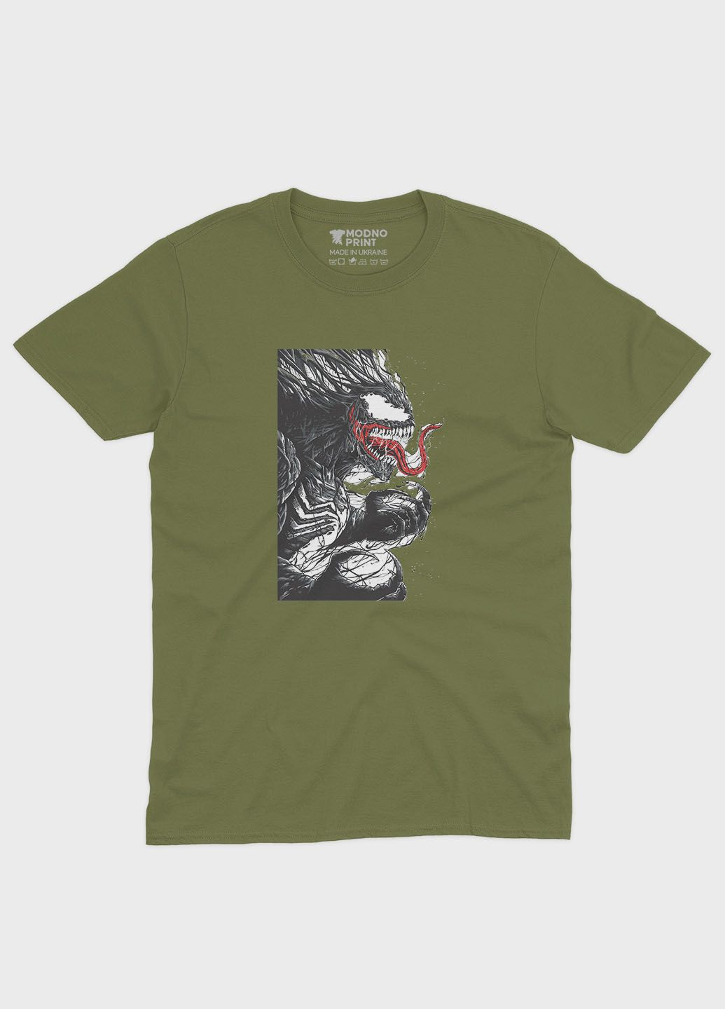Хаки (оливковая) мужская футболка с принтом супервора - веном (ts001-1-hgr-006-013-004) Modno