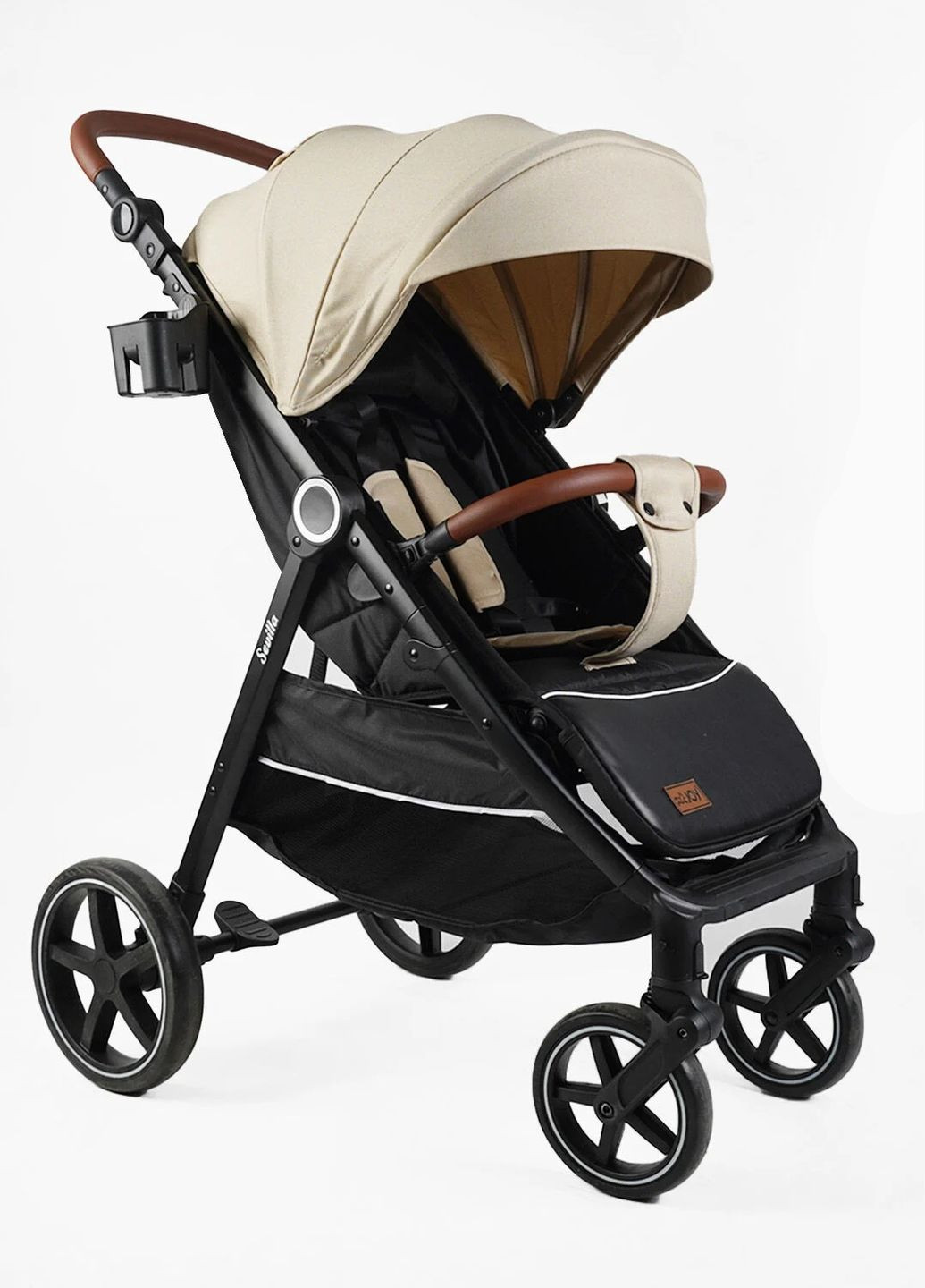 Прогулянкова коляска дитяча Sevillia S-998 алюмінієва рама телескопічна ручка. Beige (170082) Joy (340911365)