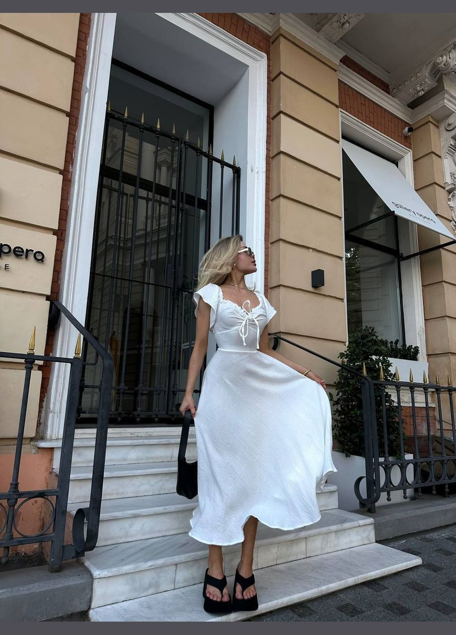 Білий коктейльна, ділова, повсякденний, кежуал, вечірня жіноча сукня кльош FINO Mode