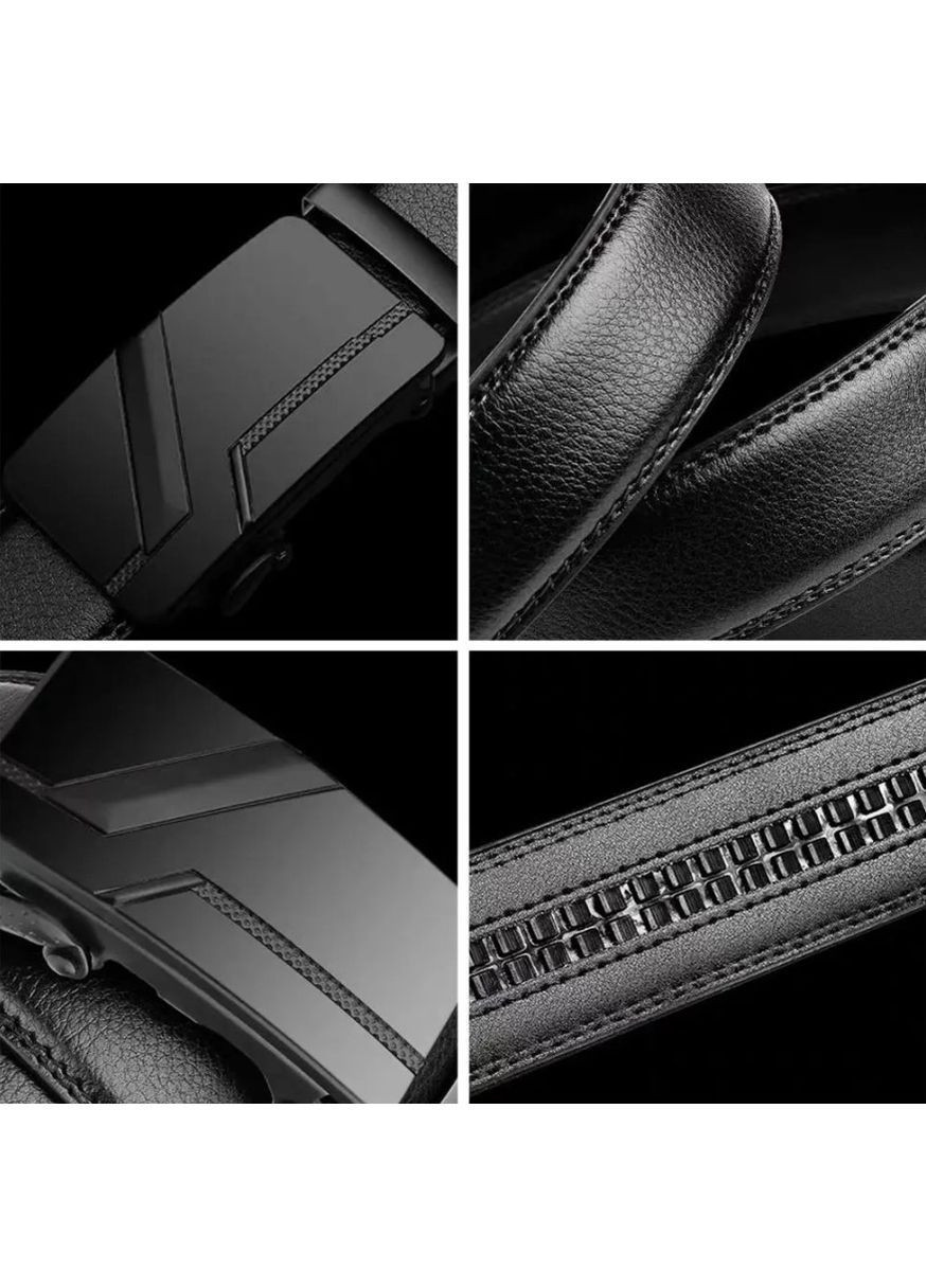 Чоловічий класичний ремінь з натуральної шкіри, автоматична пряжка, стильний чорний для щоденного носіння No Brand (362682262)