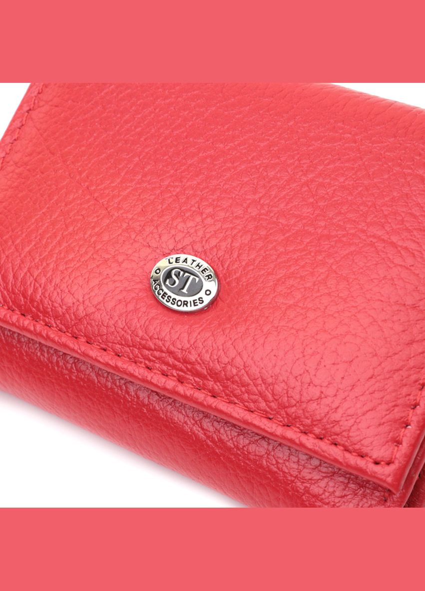 Компактне жіноче портмоне з монетницею із натуральної шкіри червоний 22729 st leather (329196453)