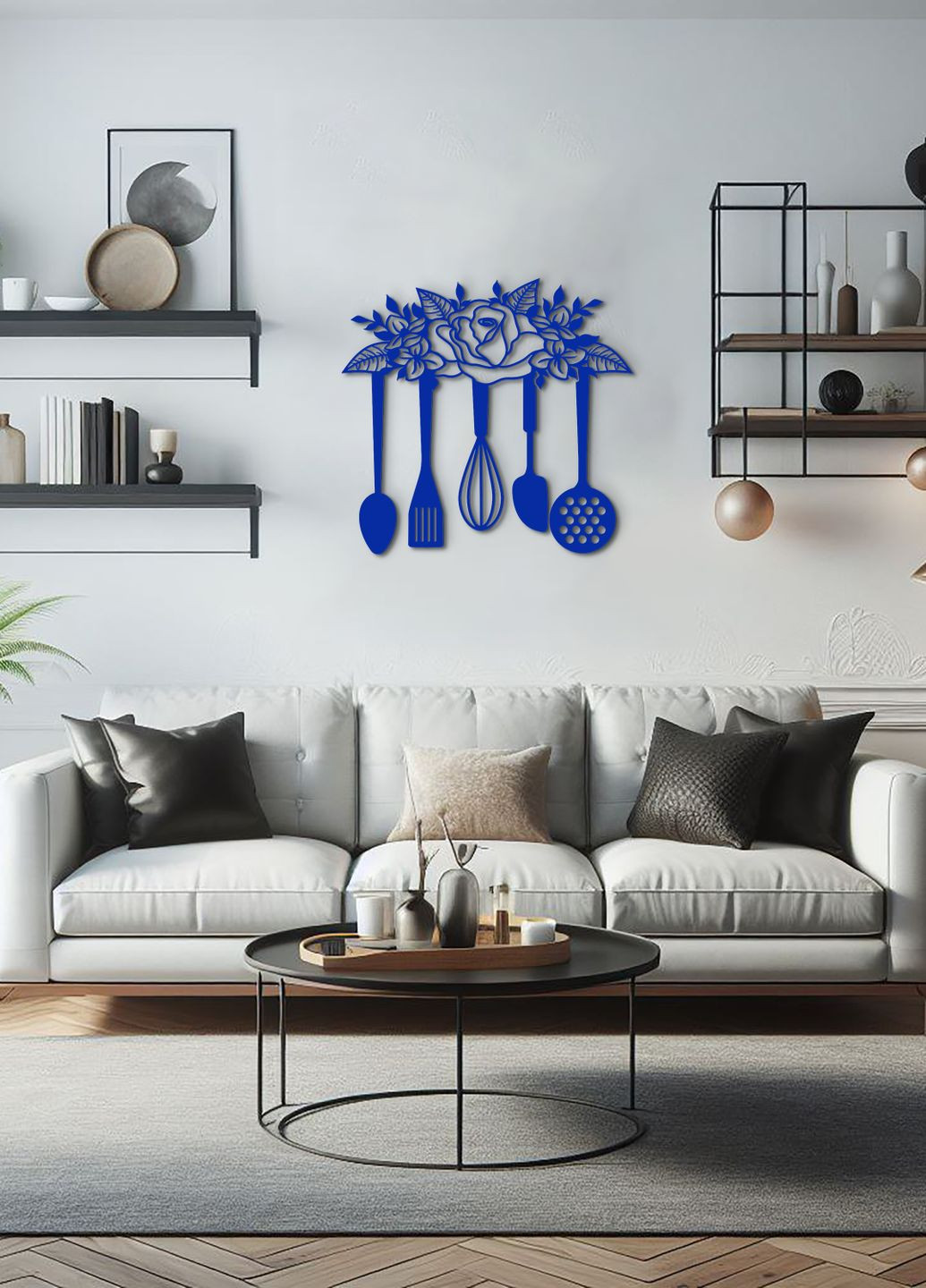 Настінний Декор в кімнату, інтер'єрна картина з дерева "Кухонний інвентар", декоративне панно 60х65 см Woodyard (291882832)