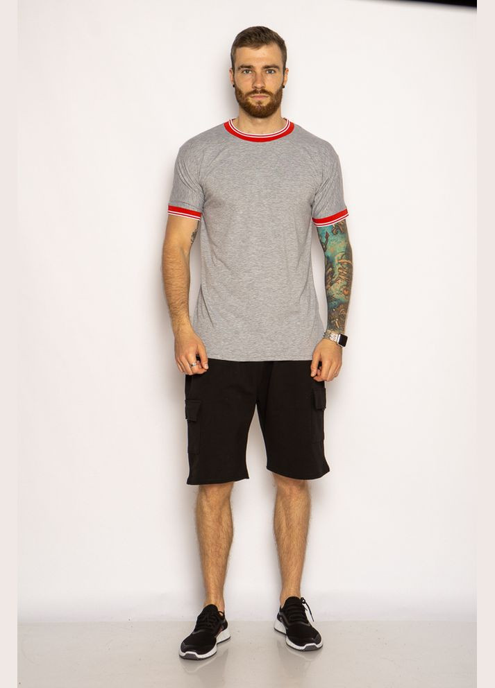 Бесцветная футболка с полосками на вырезе (светло-серый меланж) Time of Style