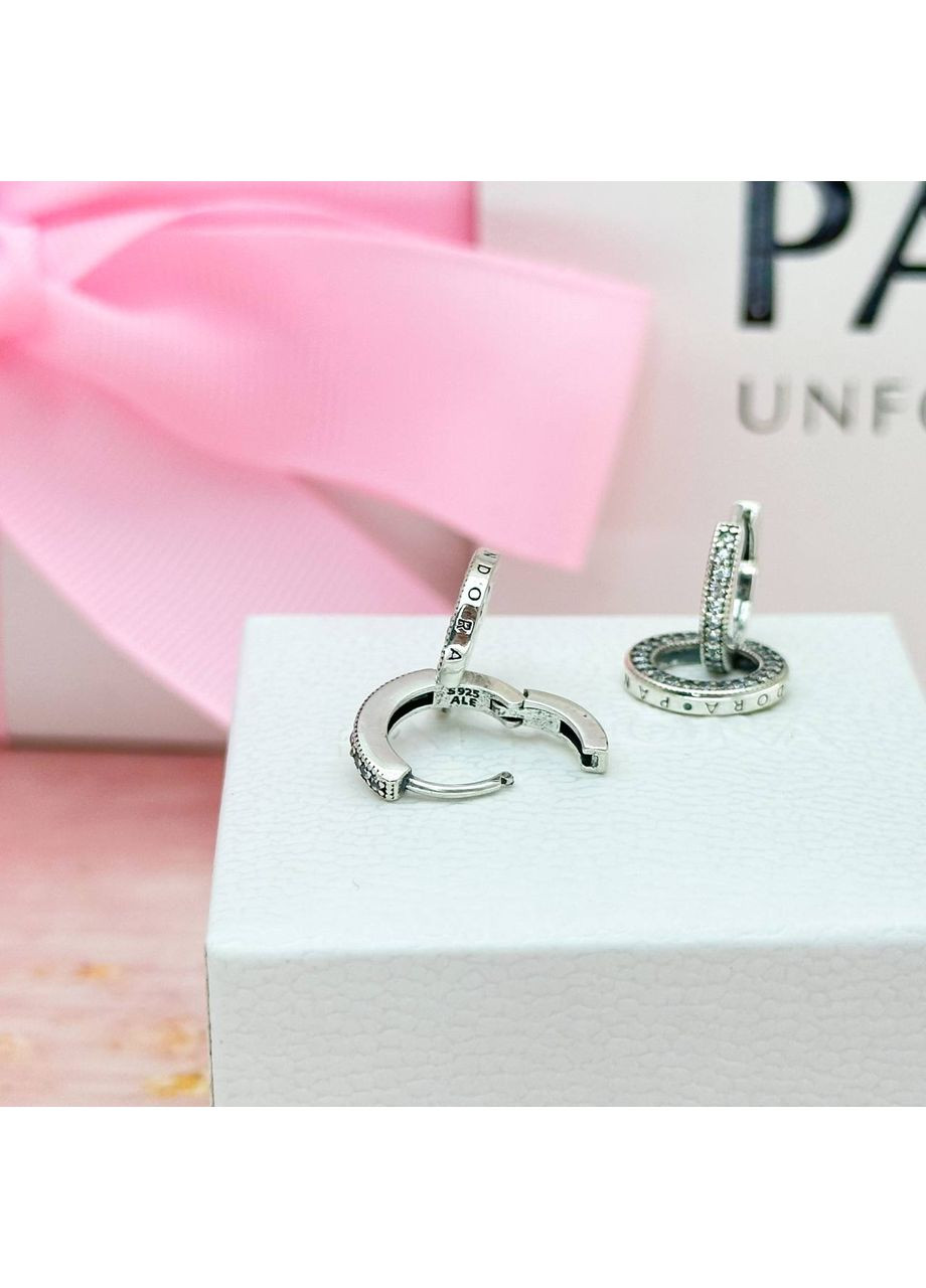 Серебряные серьги Пандора шарики Светящиеся двойные серьги 299052C01 Kabluchka (355346660)