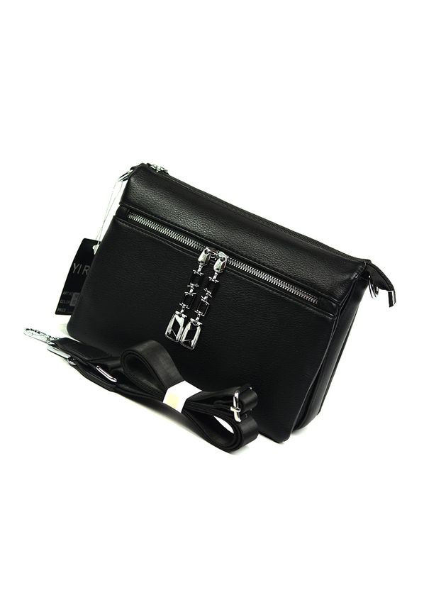 Черная женская молодежная сумка клатч кросс боди на молнии на три отделения Yirui (279830285)