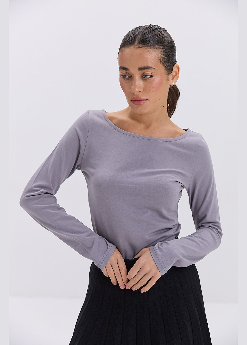 Жіночий лонгслів з широкою горловиною Arjen (300513957)