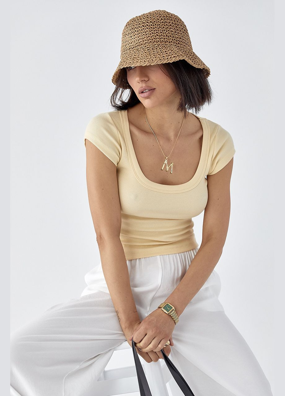 Однотонна футболка у рубчик Lurex - (330357660)