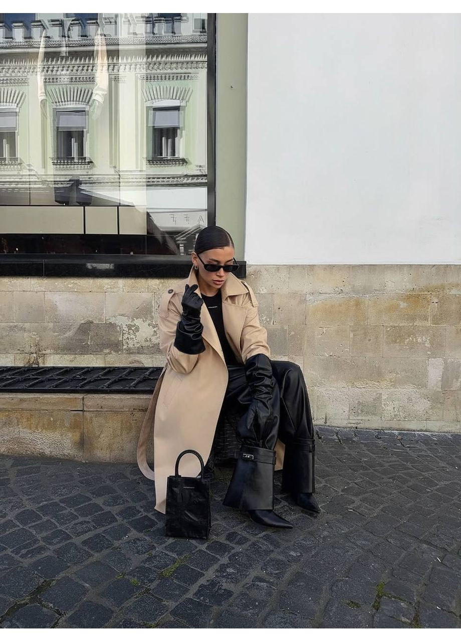 Жіночий тренч з котону меморі Україна тренчкот без застібки демісезон (361856362)