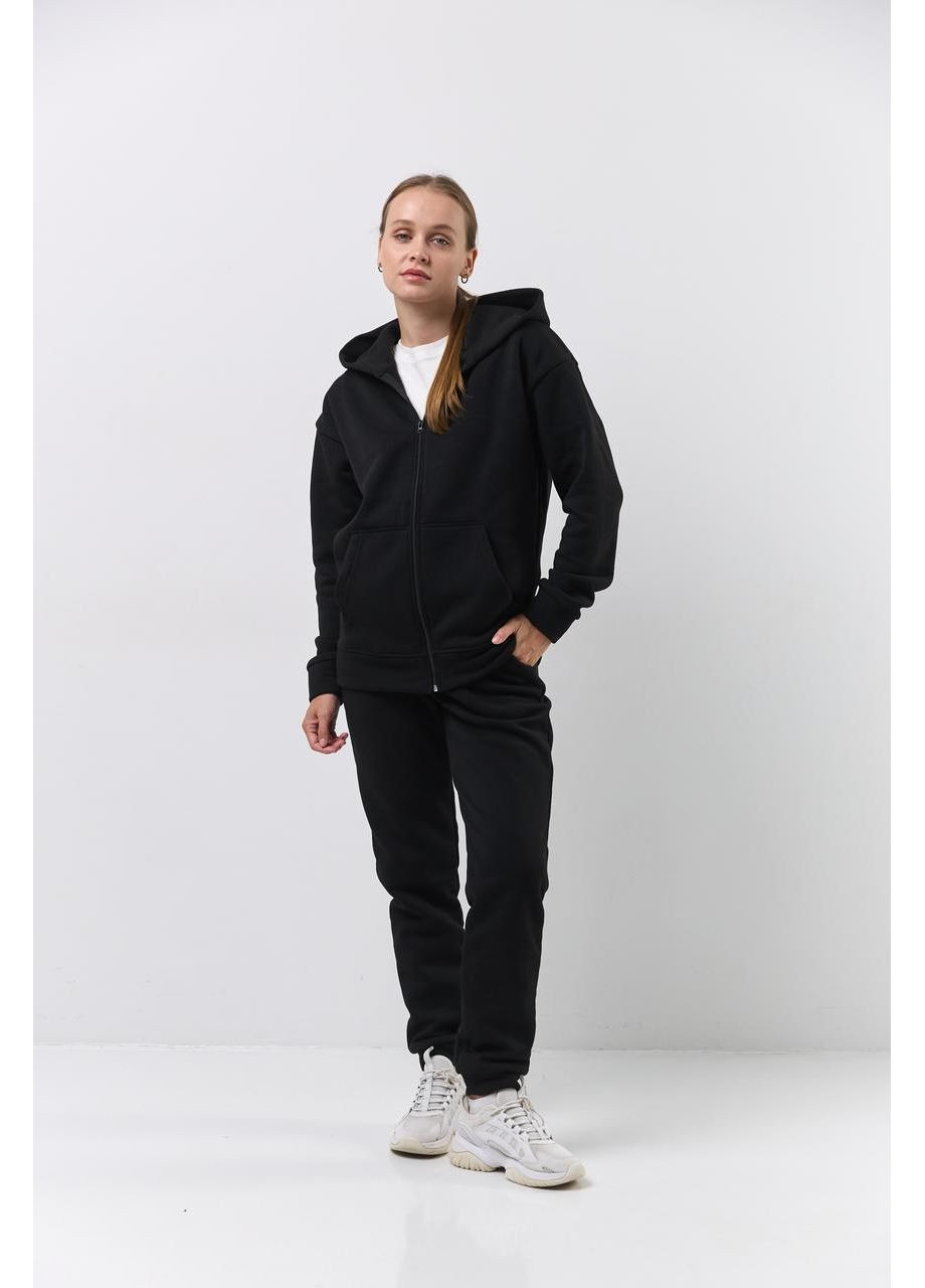 Жіночий спортивний костюм на флісі, теплий на замку Black No Brand (367623969)