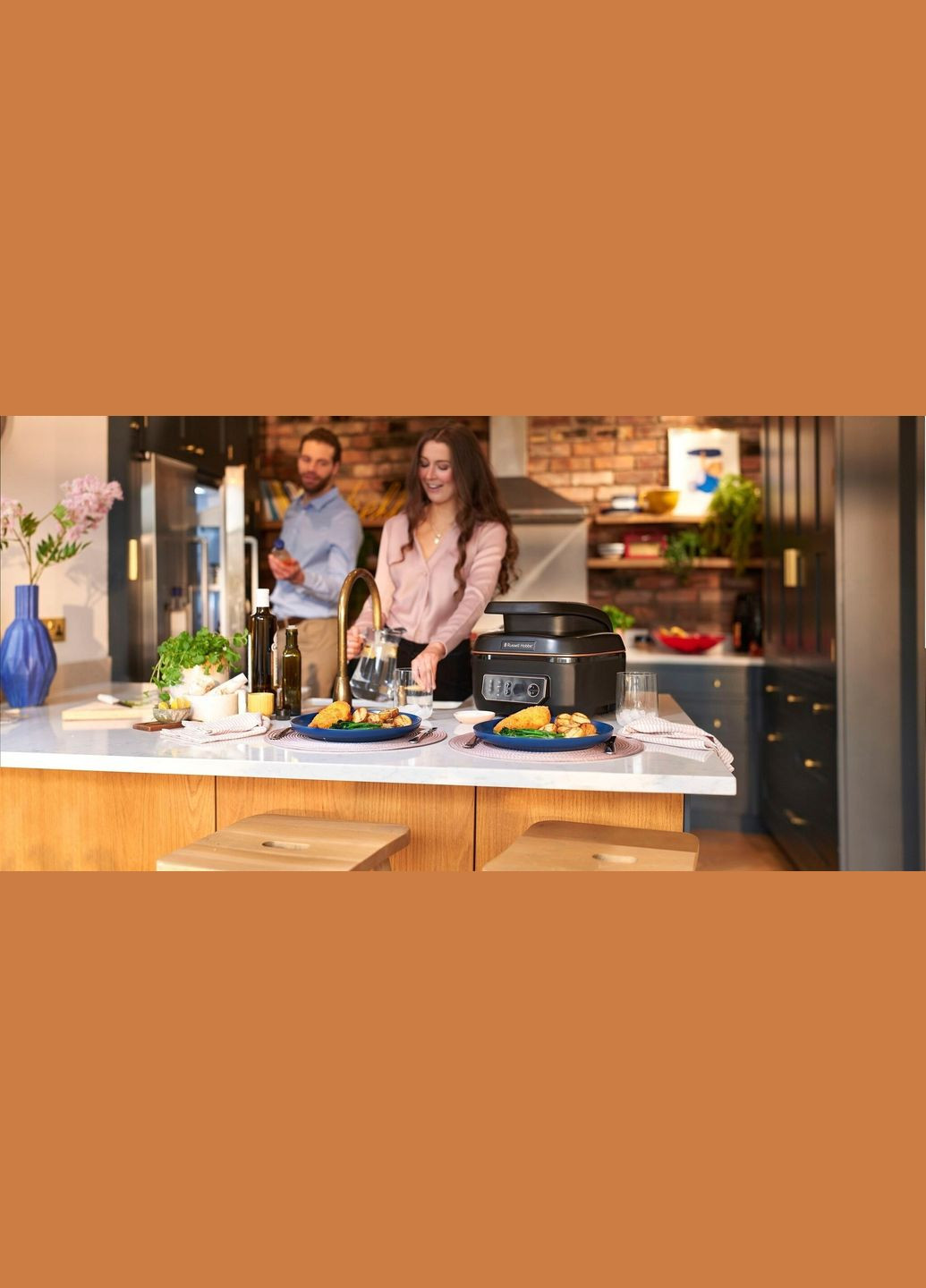 Мультипечь SatisFry Air&Grill, 1745Вт, чаша-5.5л, сенсорное управл., алюминий/пластик, черно-оранжевый Russell Hobbs (344558192)