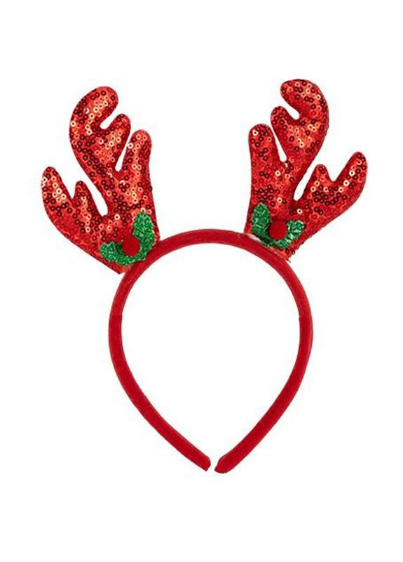 Ободок новогодний "Оленьи рожкит" 2511(Red) 16,5х14,5 см Bambi (370080610)