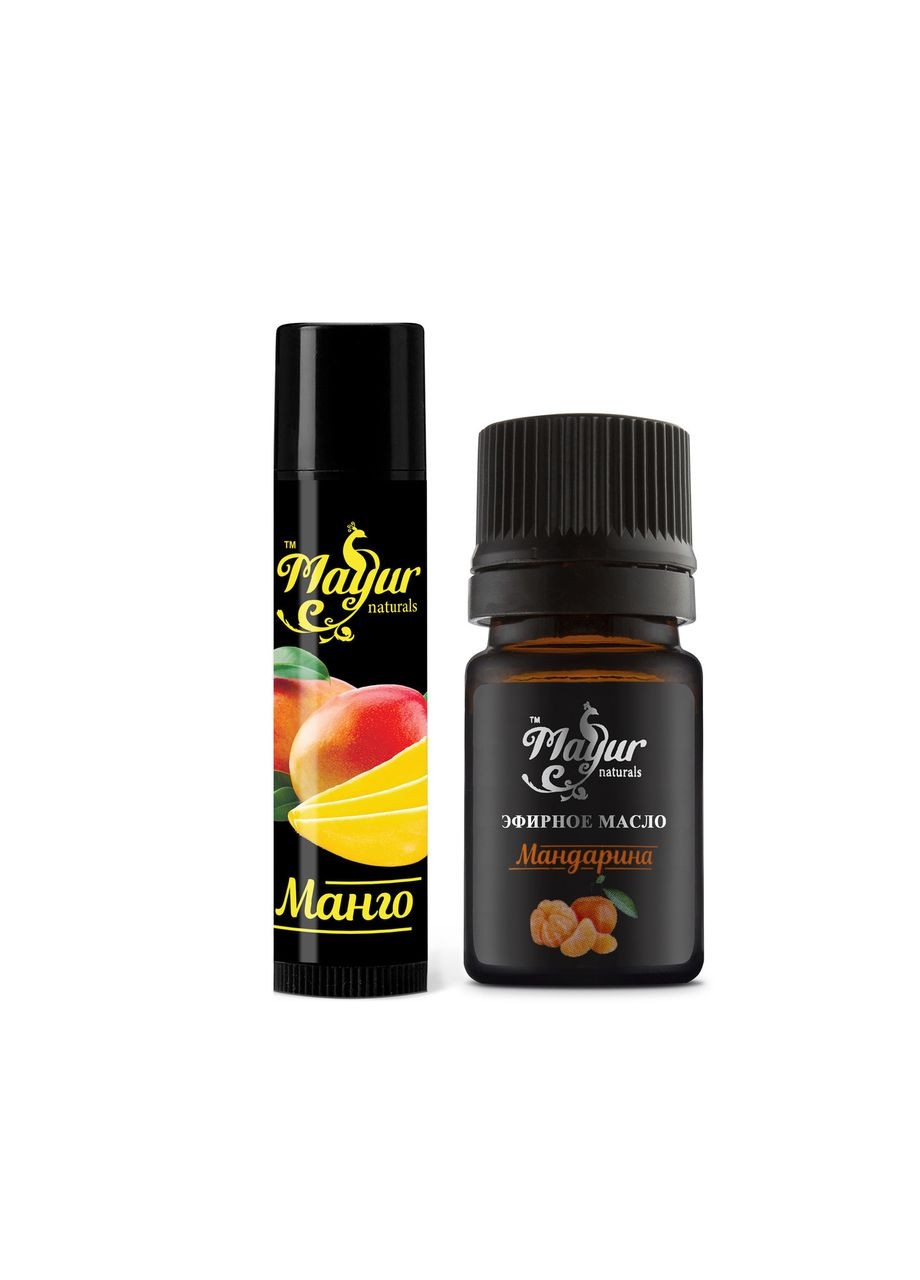 Подарочный набор Эфирное масло Мандарина TM 5 мл+ Натуральный бальзам для губ "Манго" Mayur (292736271)