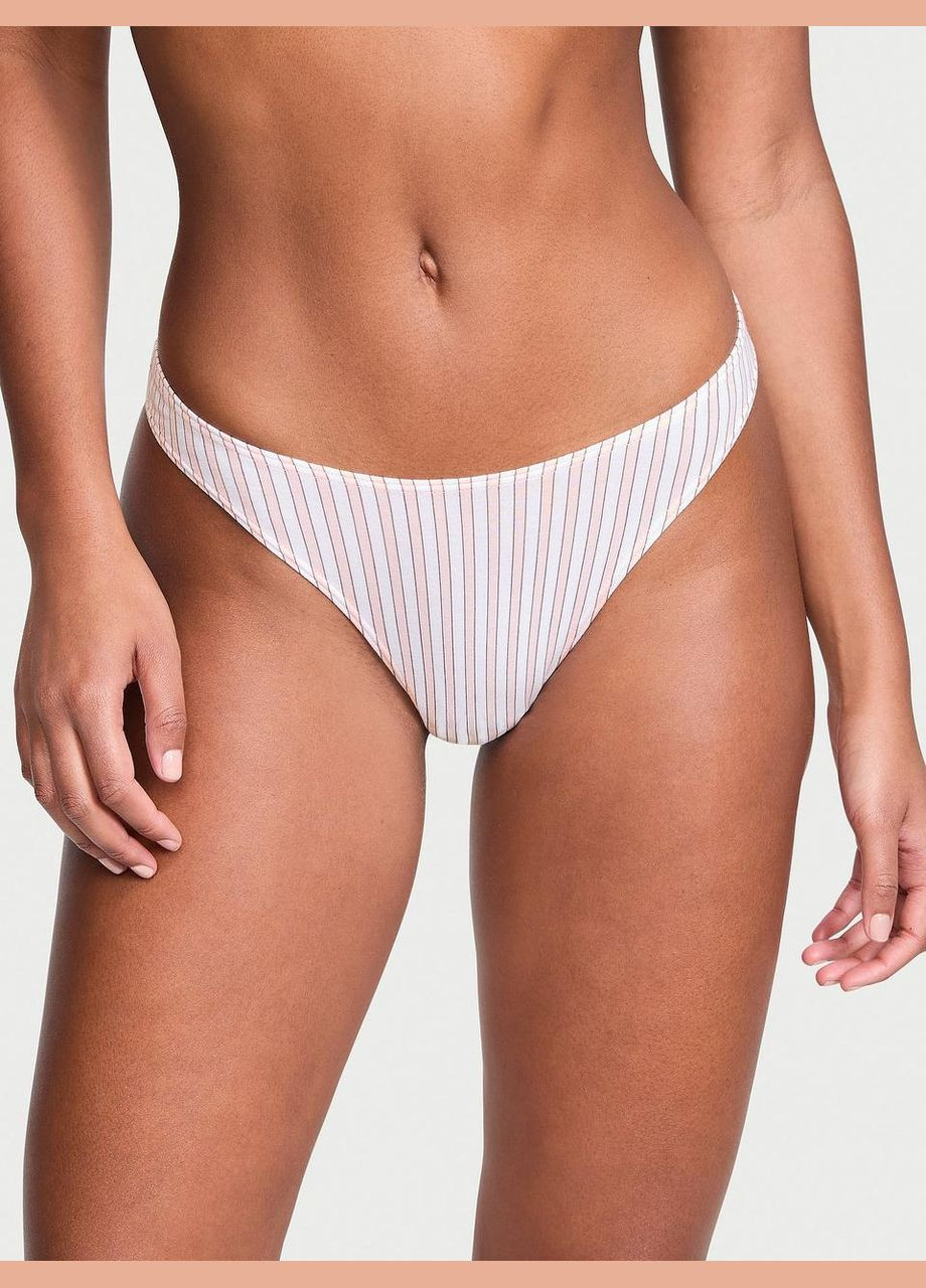 Жіночі трусики Stretch Cotton High-Leg Scoop Purest Pink Stripes стрінги Victoria's Secret (302785449)