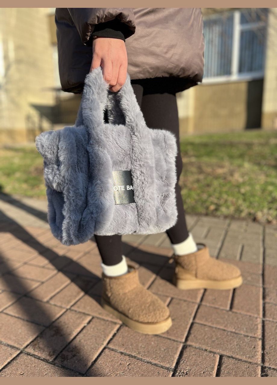 Женская сумка Totebag серая меховая No Brand (313105397)