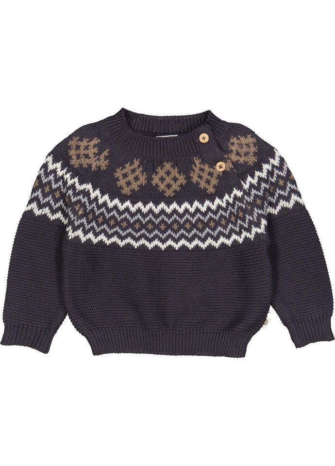 Темно-синий зимний детский вязаный свитер унисекс темно-синий (25111275) джемпер Green Cotton