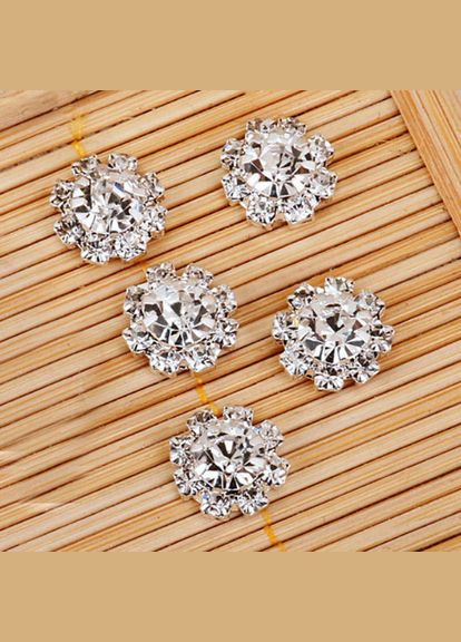 Декор стразовый Цветок, металлическая оправа, 10 мм, серебро No Brand (341731403)