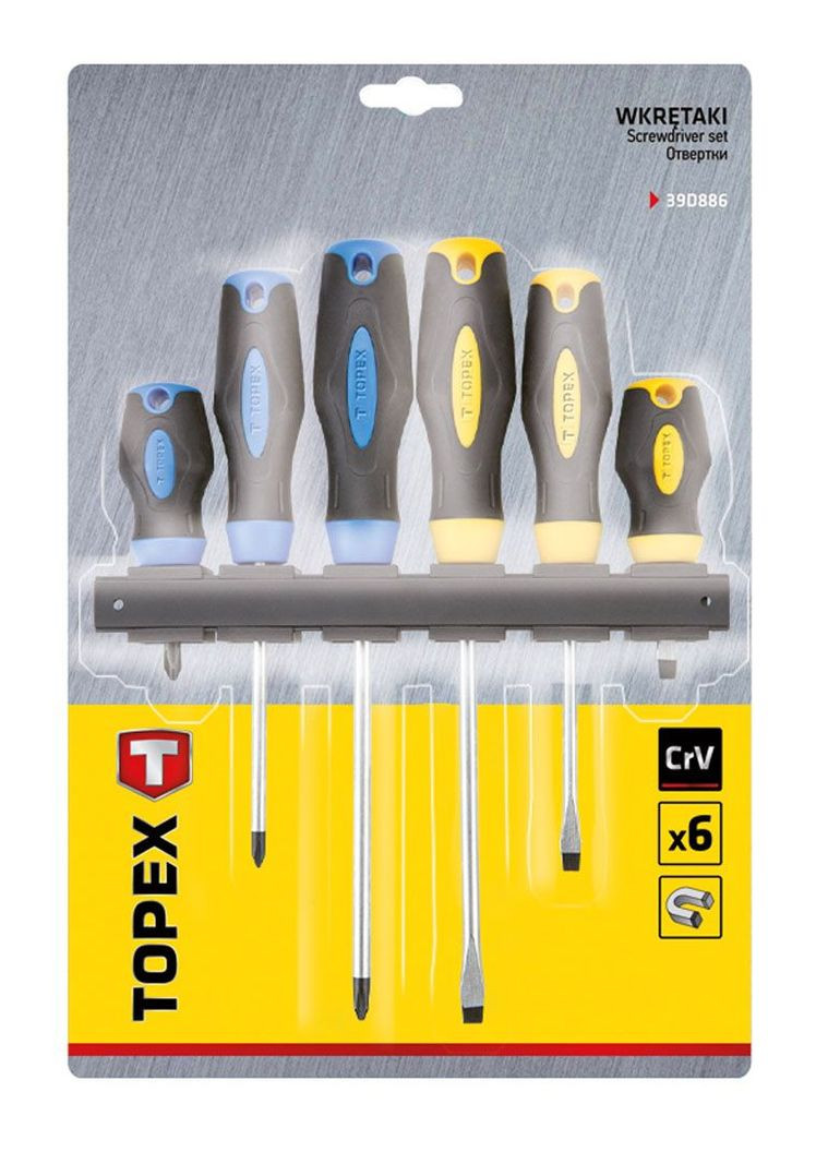 Набір викруток (PH, SL, 6 шт) магнітних (23661) Topex (306552179)