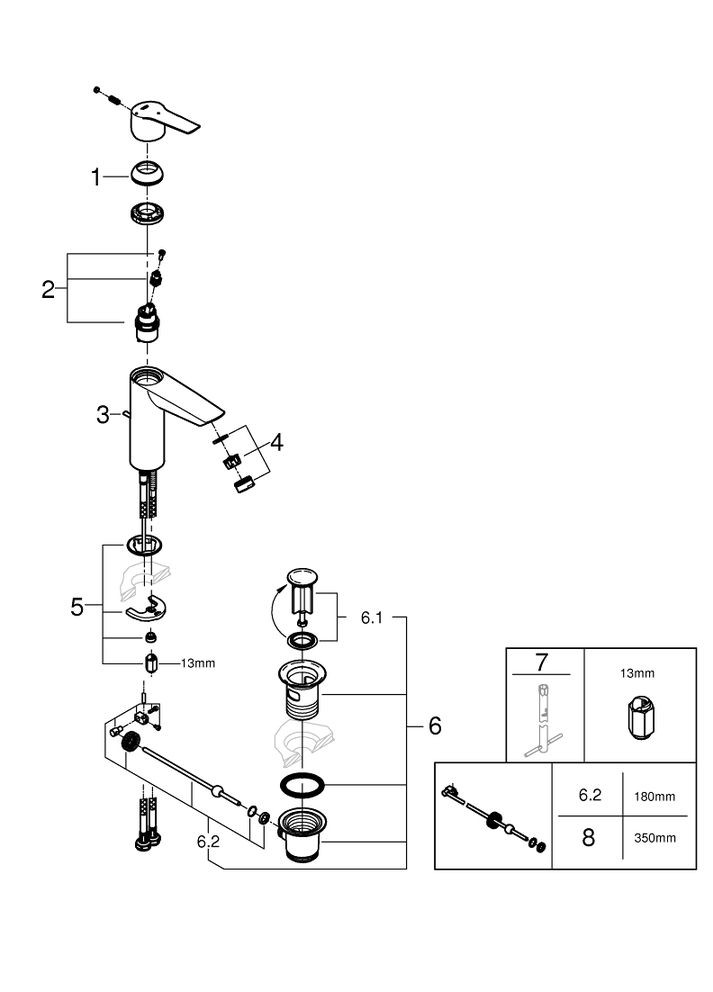 QuickFix Start Одноважільний змішувач для раковини M-Size (23552002) Grohe (360403436)