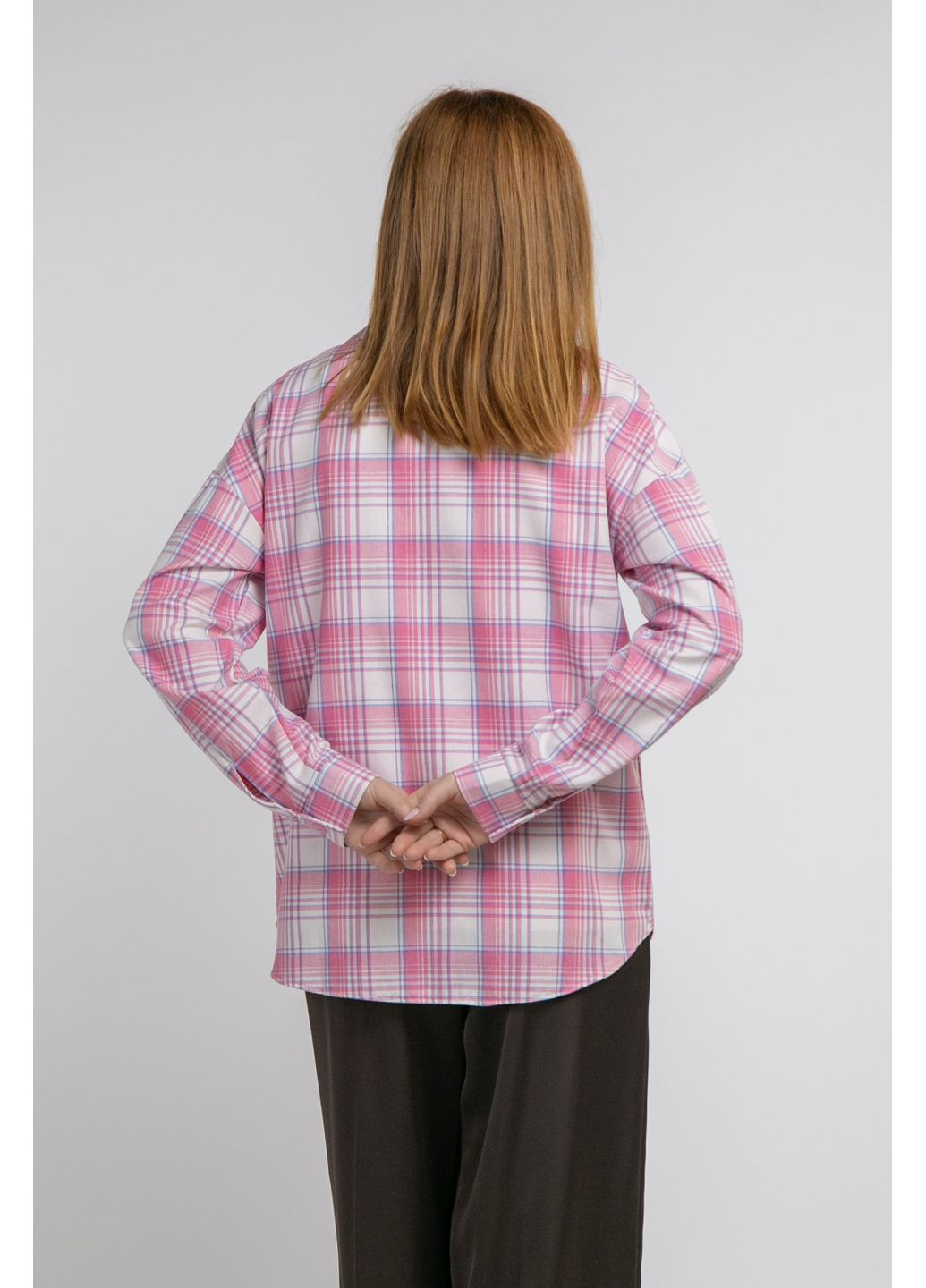 Розовая повседневный, кэжуал рубашка в клетку CHICLY с длинным рукавом