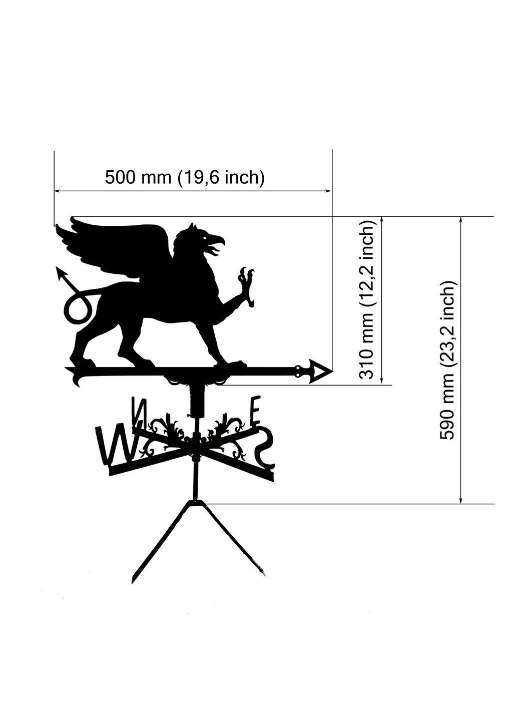 Флюгер Грифон №2, флюгер на дах з металу 2 мм. No Brand (368896620)