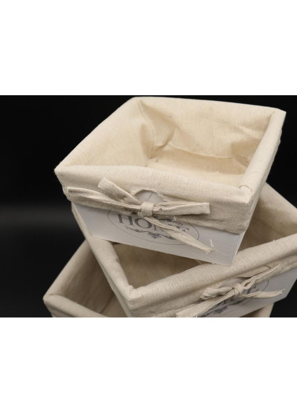 Дерев'яні ящики з тканиною. Колір білий. 22х22х11см HM furnitura (365248560)