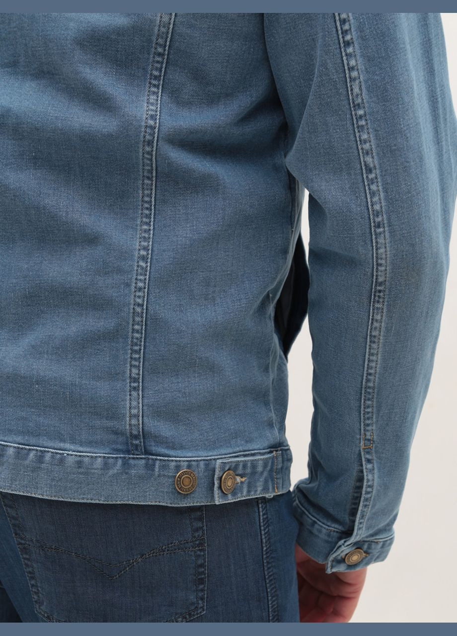 Светло-синяя демисезонная куртка джинсовая мужская голубая в больших размерах куртка-пиджак FRANCO BENUSSI Пряма