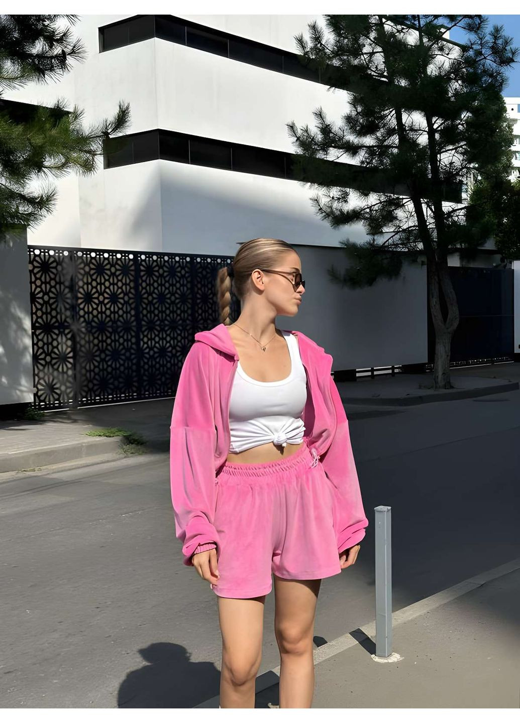 Велюровий костюм шорти + кофта з капюшоном на літо осінь, лимонний жіночий костюм з велюру... Україна (355059367)