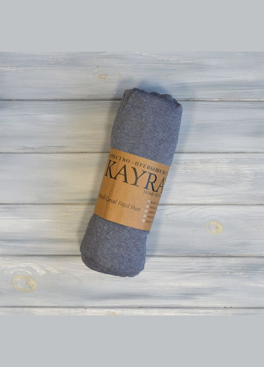 Простирадло 140х200+25 см трикотаж на гумці Графітове Kayra (318387523)