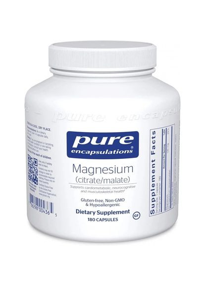 Магній цитрат малат, Magnesium (citrate malate),, 180 капсул (PE00436) Pure Encapsulations (266799263)