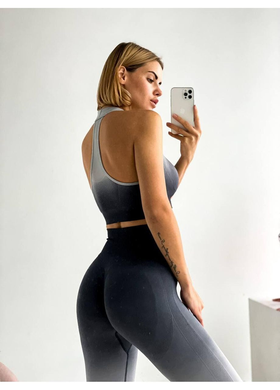 Жіночий фітнес костюм Омбре / Безшовний жіночий спортивний костюм топ + лосини / Жіночий компресійний фітнес комплект PUSH U No Brand (367102261)