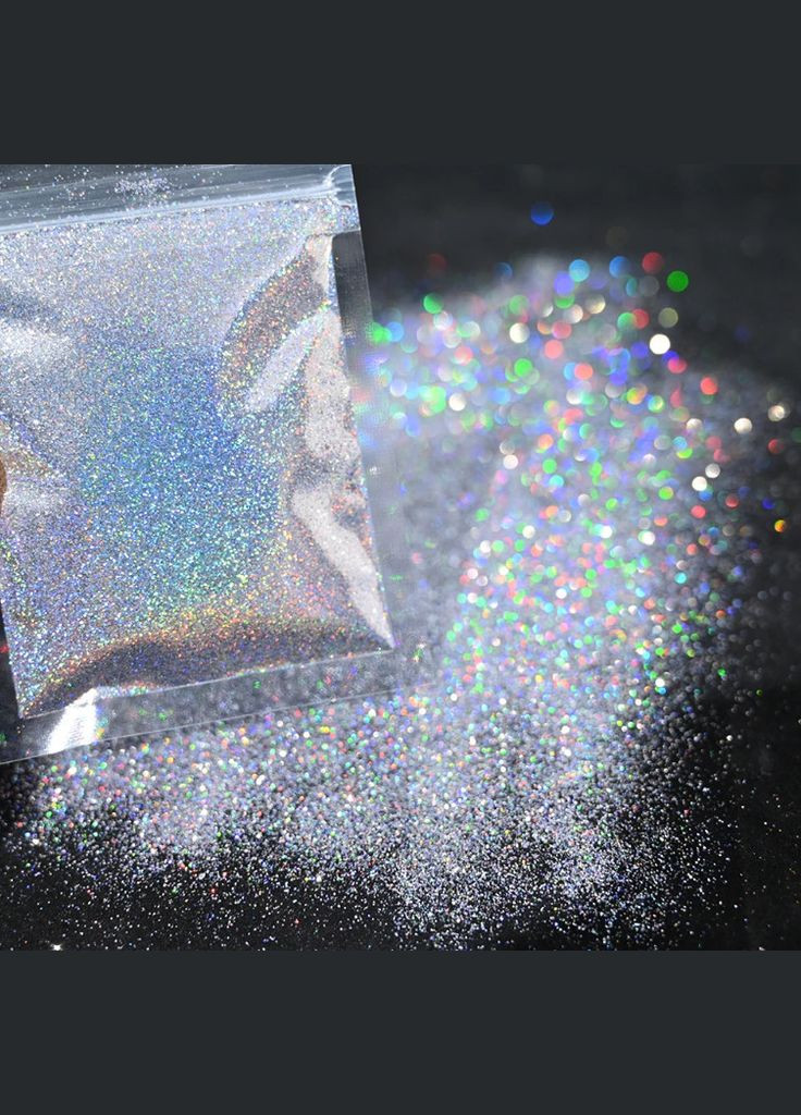 Глітер дрібний (сухі блискітки), голограма АВ, срібло, 10 гр No Brand (341731251)