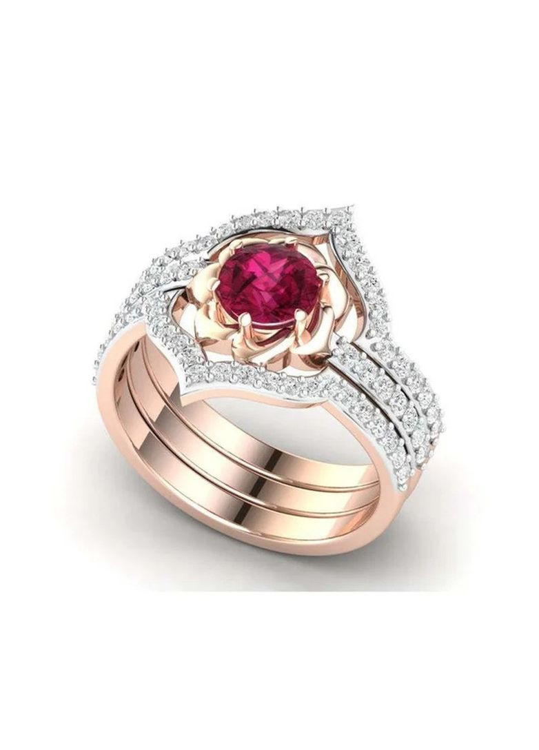 Женские парные кольца парные обручальные кольца набор 3 шт. Сансет золотистое р. 19.5 Fashion Jewelry (285814466)