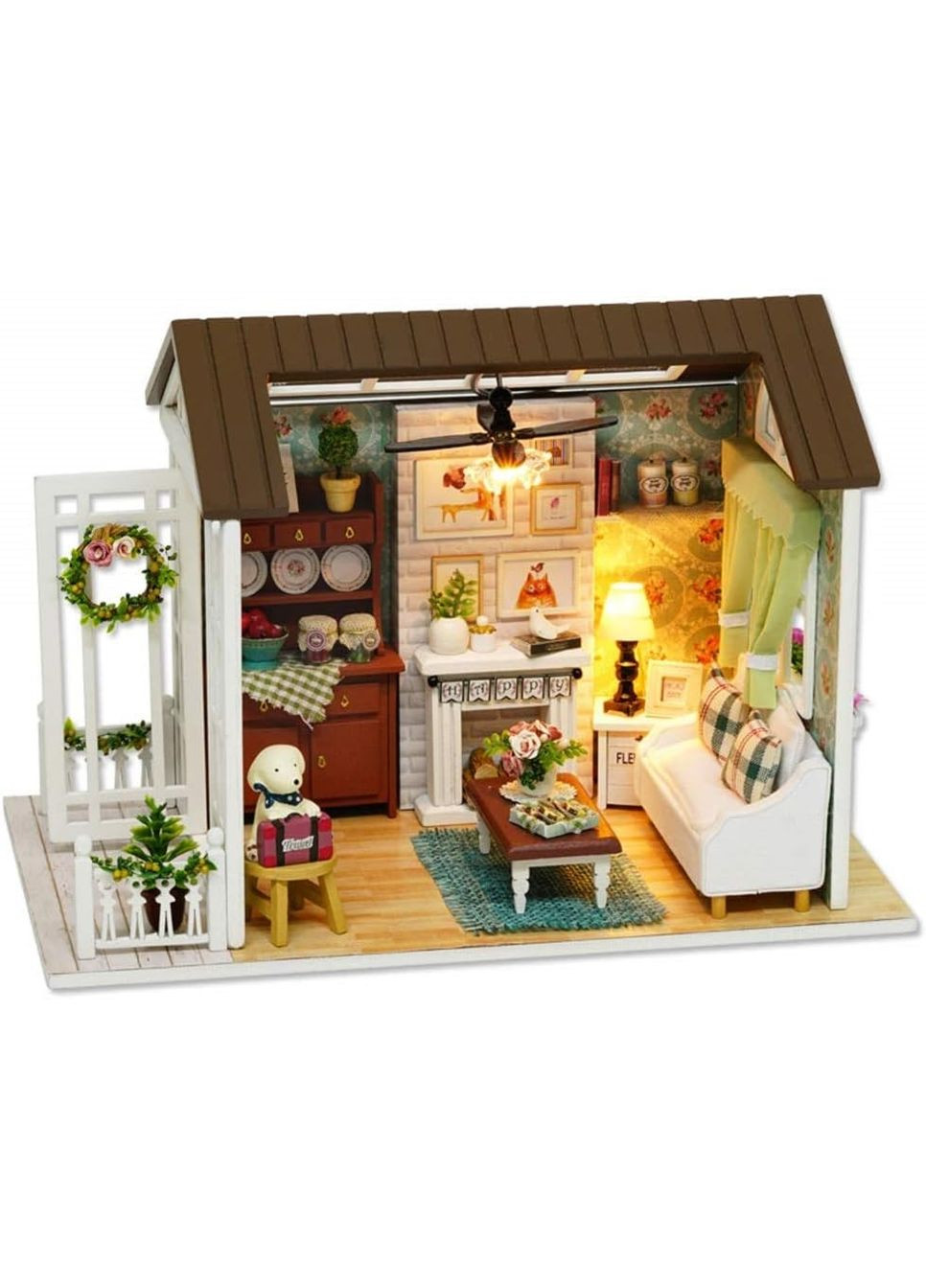 3D Румбокс конструктор кукольный дом Гостиная с верандой и камином DIY 8008-D Cute Room (350349035)