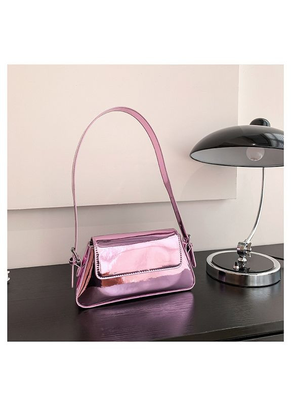 Жіноча лакована сумка багет рожевого кольору в стилі Zara (362588149)