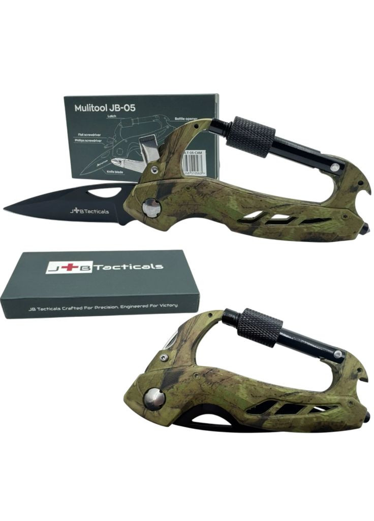 Мультитул Карабін з Ножем 6 в 1 Зелений JB Tacticals (342966730)