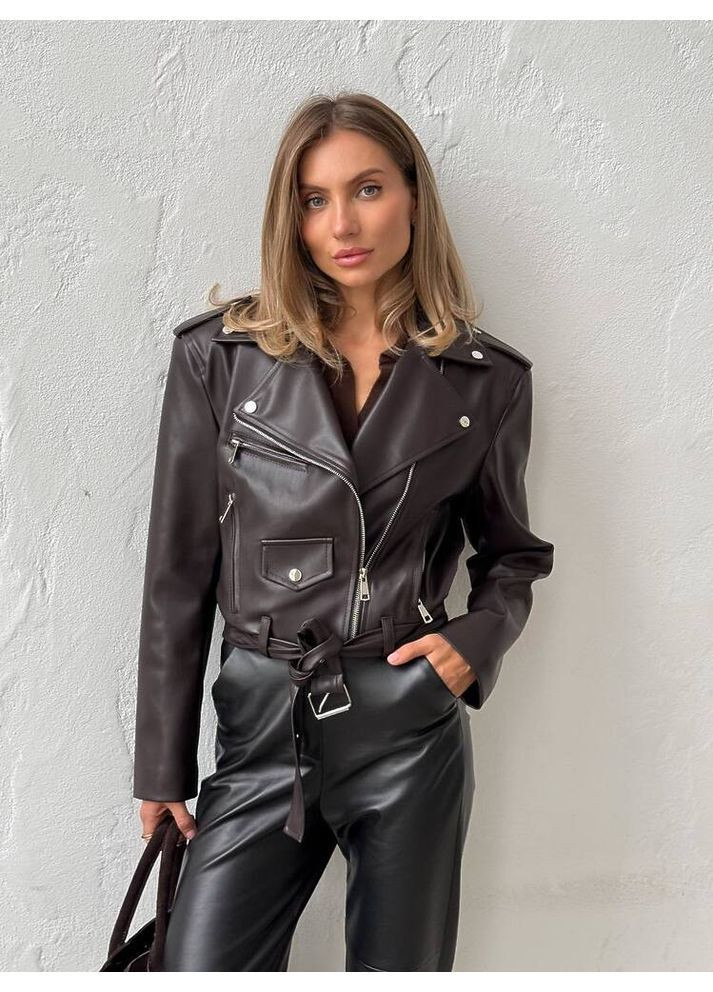 Коричнева куртка-косуха power колір шоколад milirud