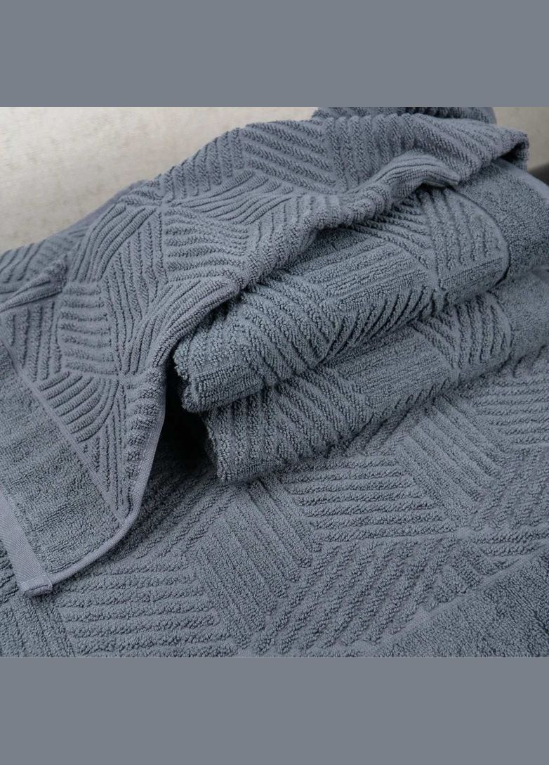 GM Textile махровое полотенце для лица и рук уельс 50х90см 500г/м2 (темносерый) темно-синий производство - Узбекистан
