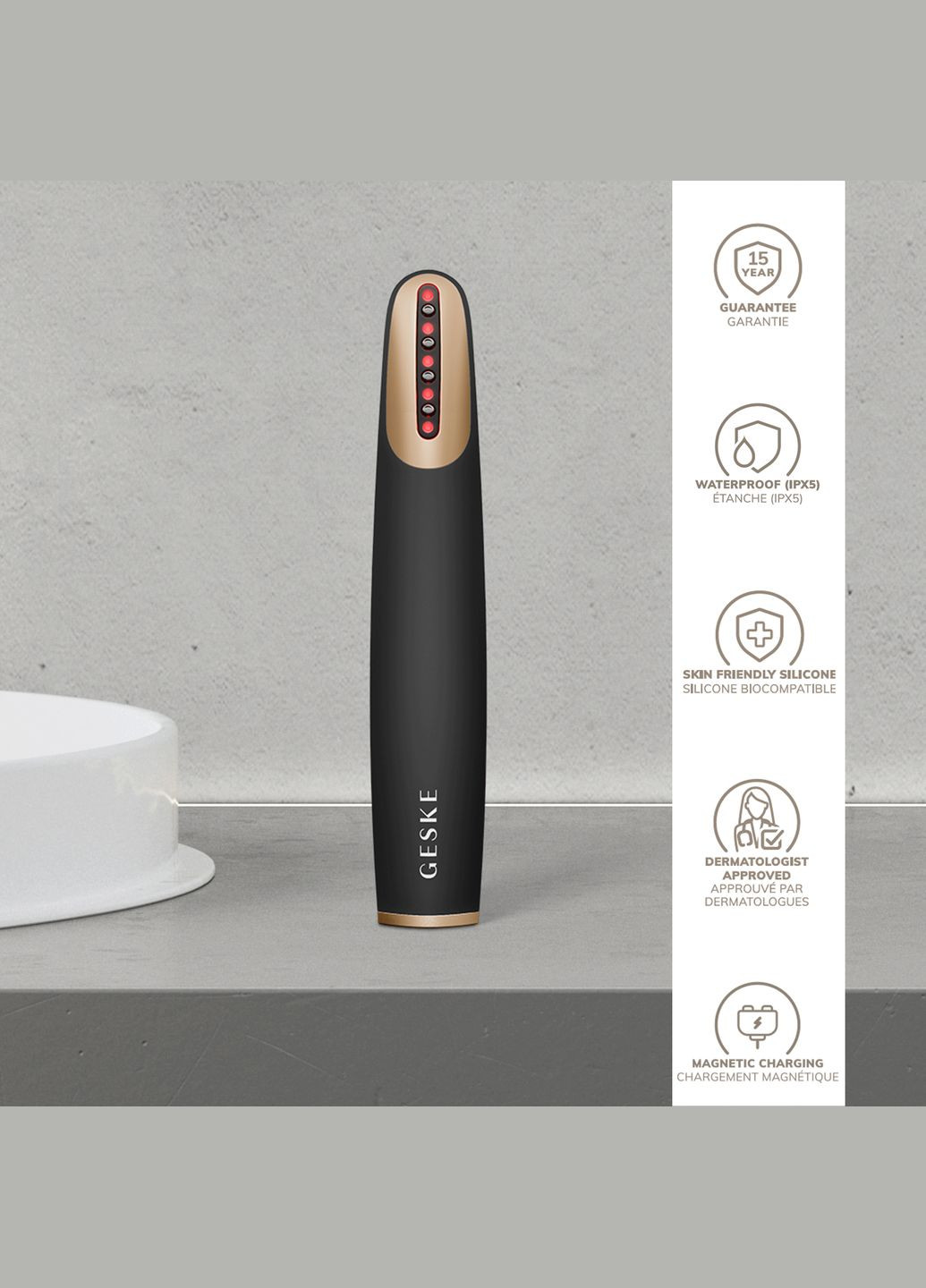 Пристрій для зміцнення і тонізації шкіри обличчя Skin Firming Wand 7в1 gray GESKE (341526105)