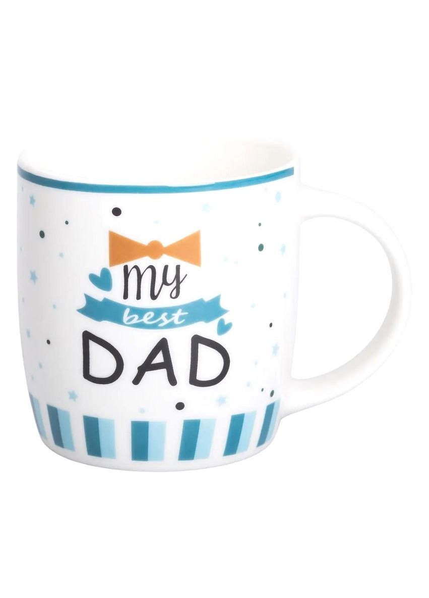 Чашка фарфоровая 450 мл My best dad белая кружка для кофе и чая с надписями роспись ProDobro (364192790)