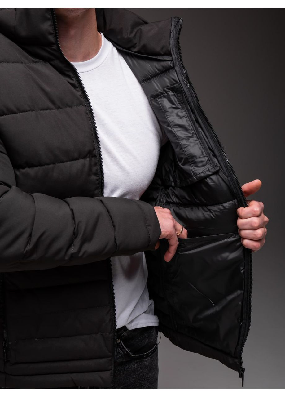 Темно-зелена демісезонна утеплена куртка з капюшоном Vakko