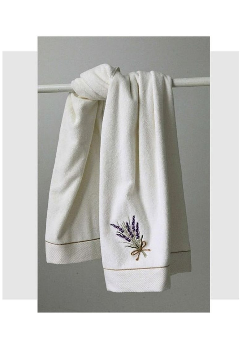 Полотенце махровое Lavendier для ванной 80х160 см белое с вышивкой TC303375827 TURComFor белый