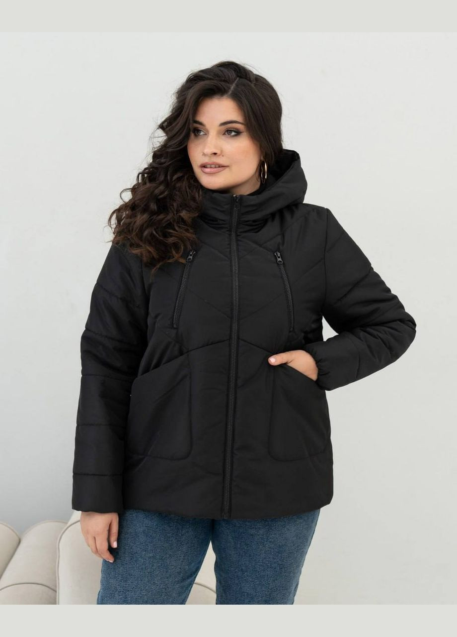 Черная демисезонная демисезонная женская куртка большого размера SK