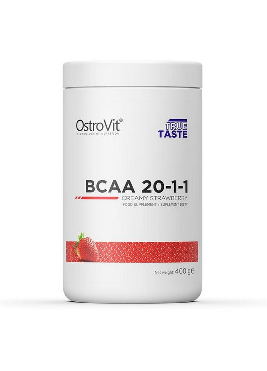 Амінокислота BCAA 20-1-1, 400 грам Полуничний крем Ostrovit (293343131)