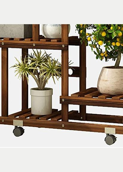 Підставка для квітів з дерева Дені на коліщатках капучино (ЦВТ-007809) No Brand (328224918)