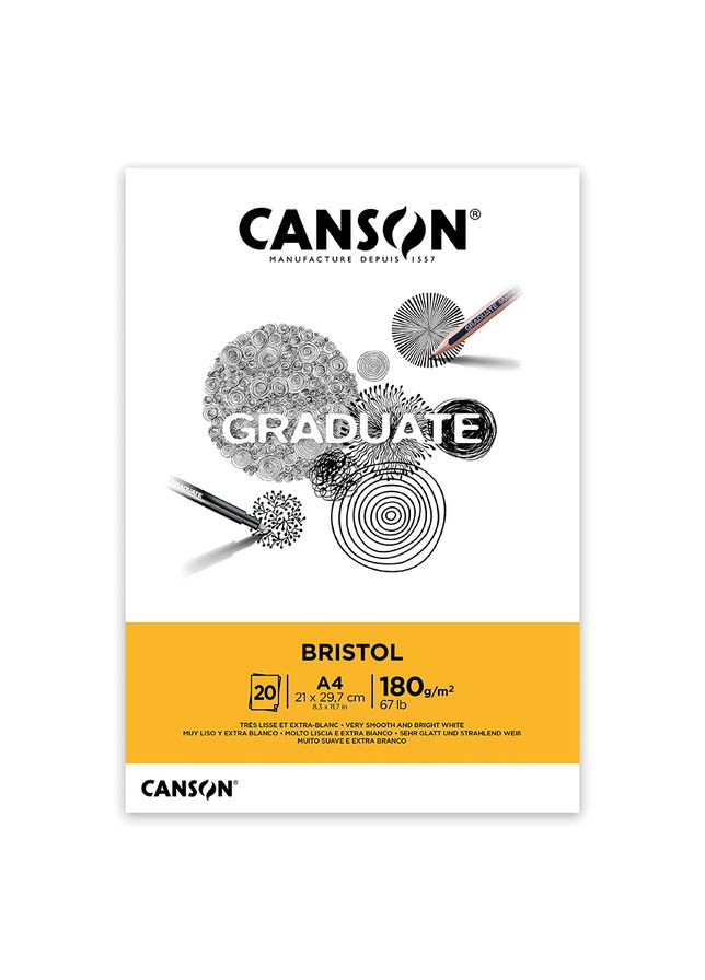 Склейка паперу для рисунку GRADUATE BRISTOL А4 (21х29,7см) 180г/м2 20л Canson (362577994)