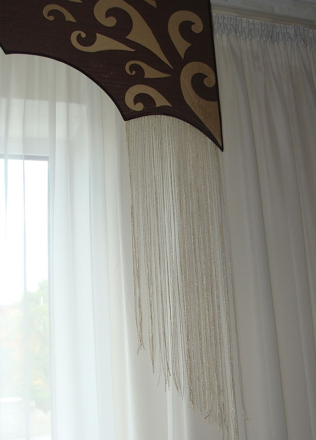 Жорсткий ламбрекен з нитками Ажур 2м коричневий (115ж) Firanka Venzel (340111992)