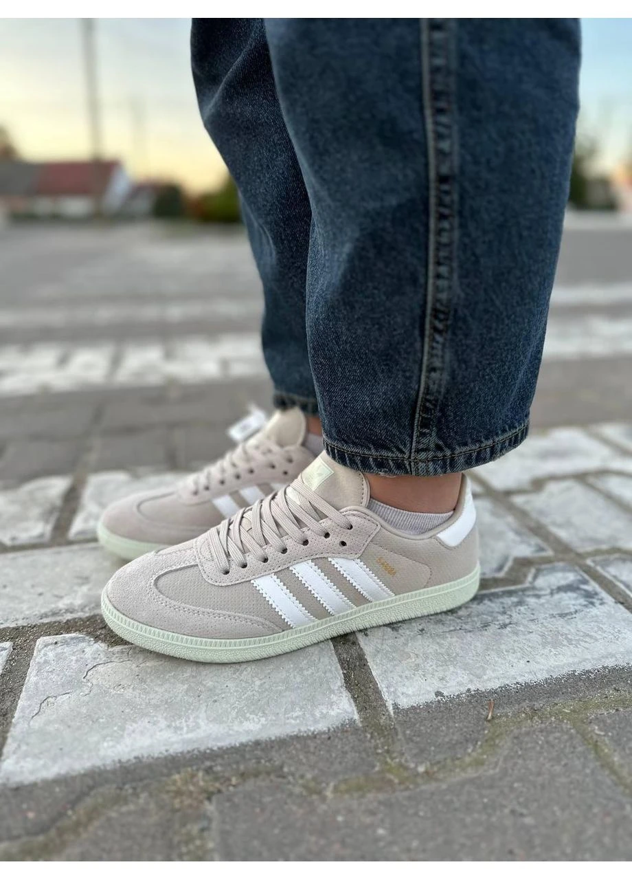 КРОССОВКИ ЖЕНСКИЕ ADIDAS SAMBA OG WONDER WHITE LINEN GREEN АДИДАС САМБА БЕЛЫЕ No Brand белые демисезоны (391940799)