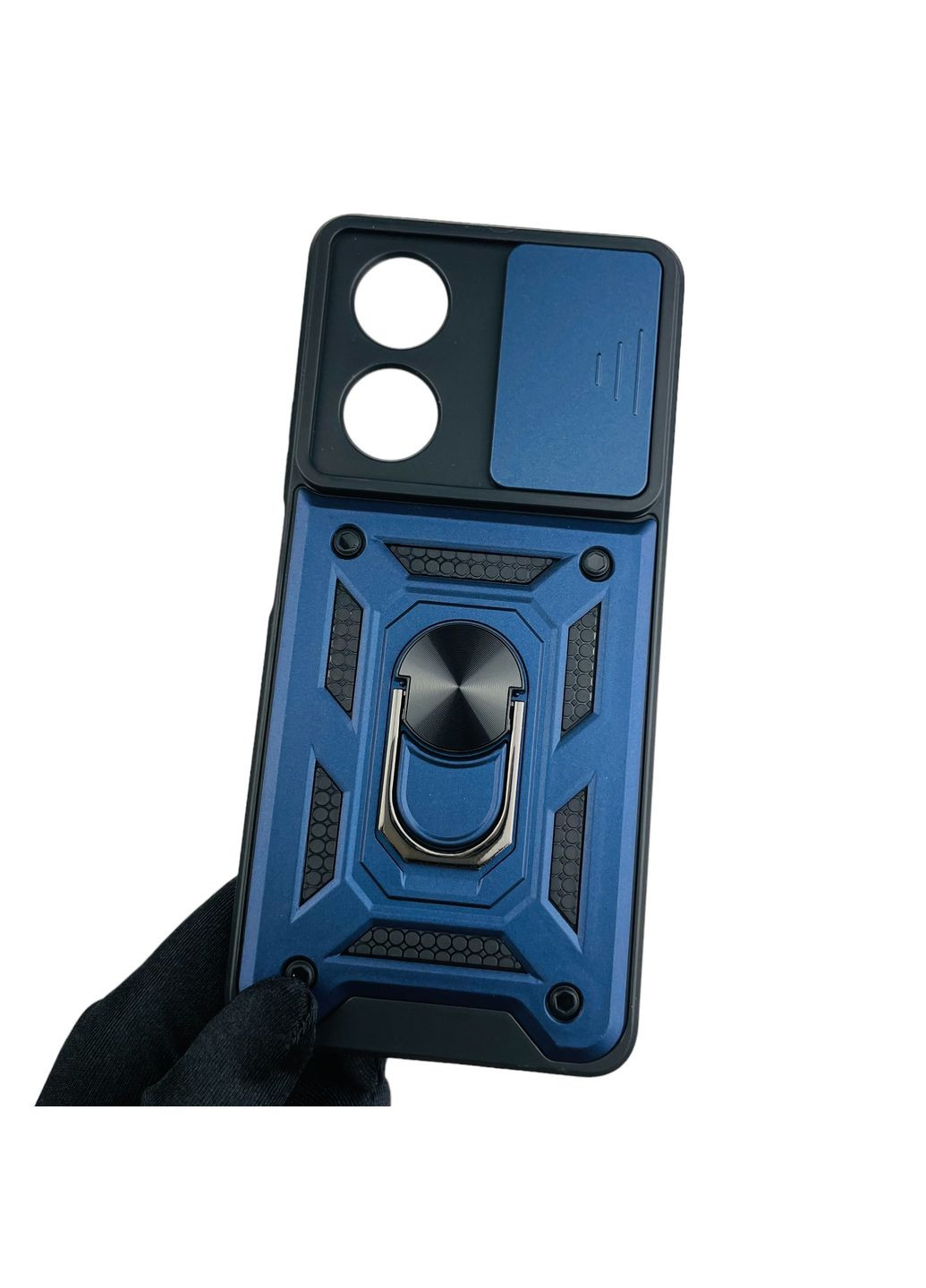 Чехол для A58 4G бронированный с кольцом со шторкой на камеру на оппо а58 4г тёмно-синий rg1 Oppo (366023171)