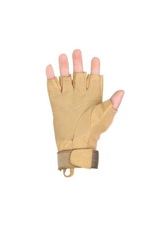 Тактические перчатки беспалые E302 Sand Khaki военные армейские с открытыми пальцами 9шт Lesko (360505185)